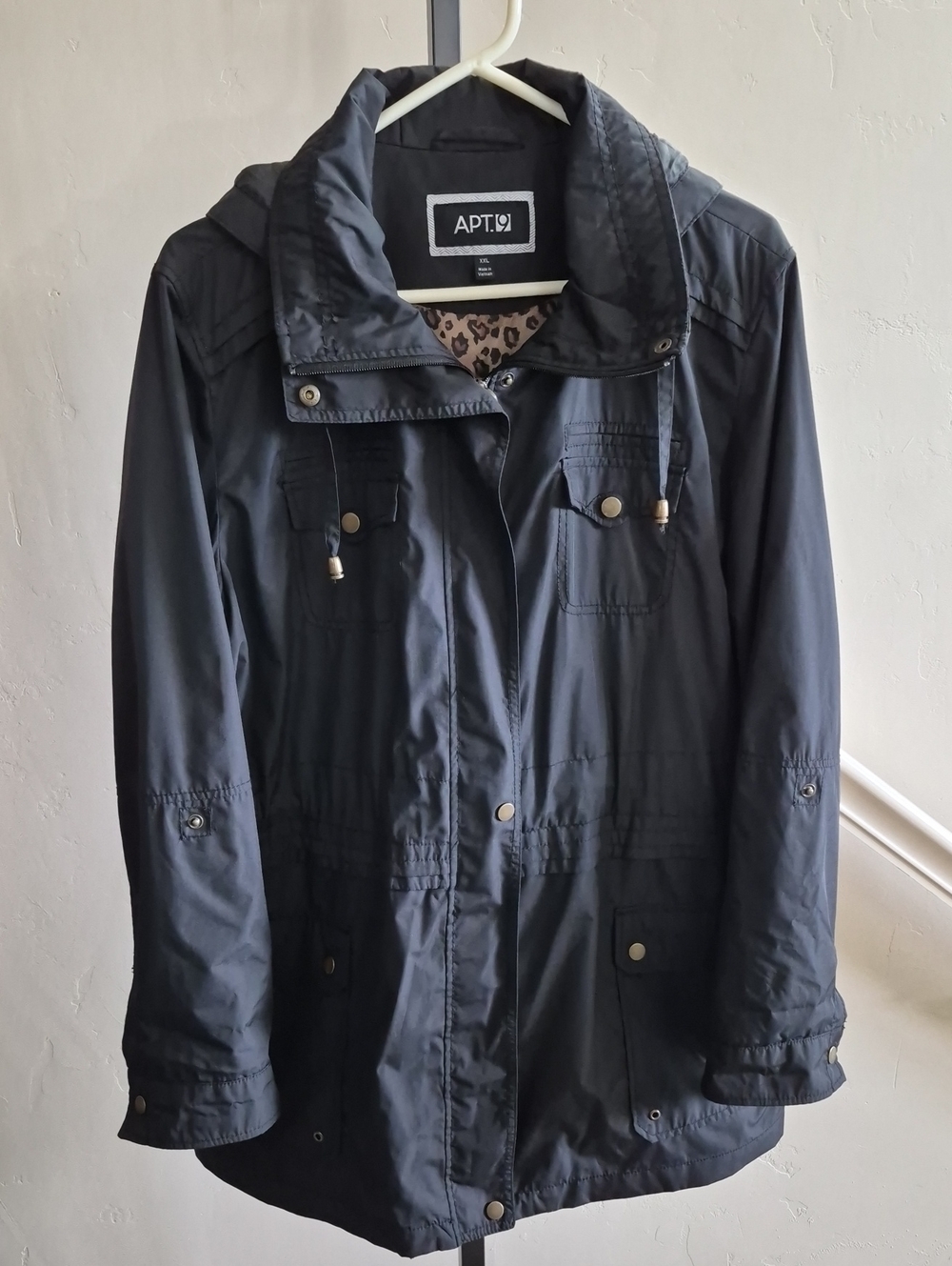 Apt. 9 Black Hooded Utility Jacket Size XXL Small Flaw